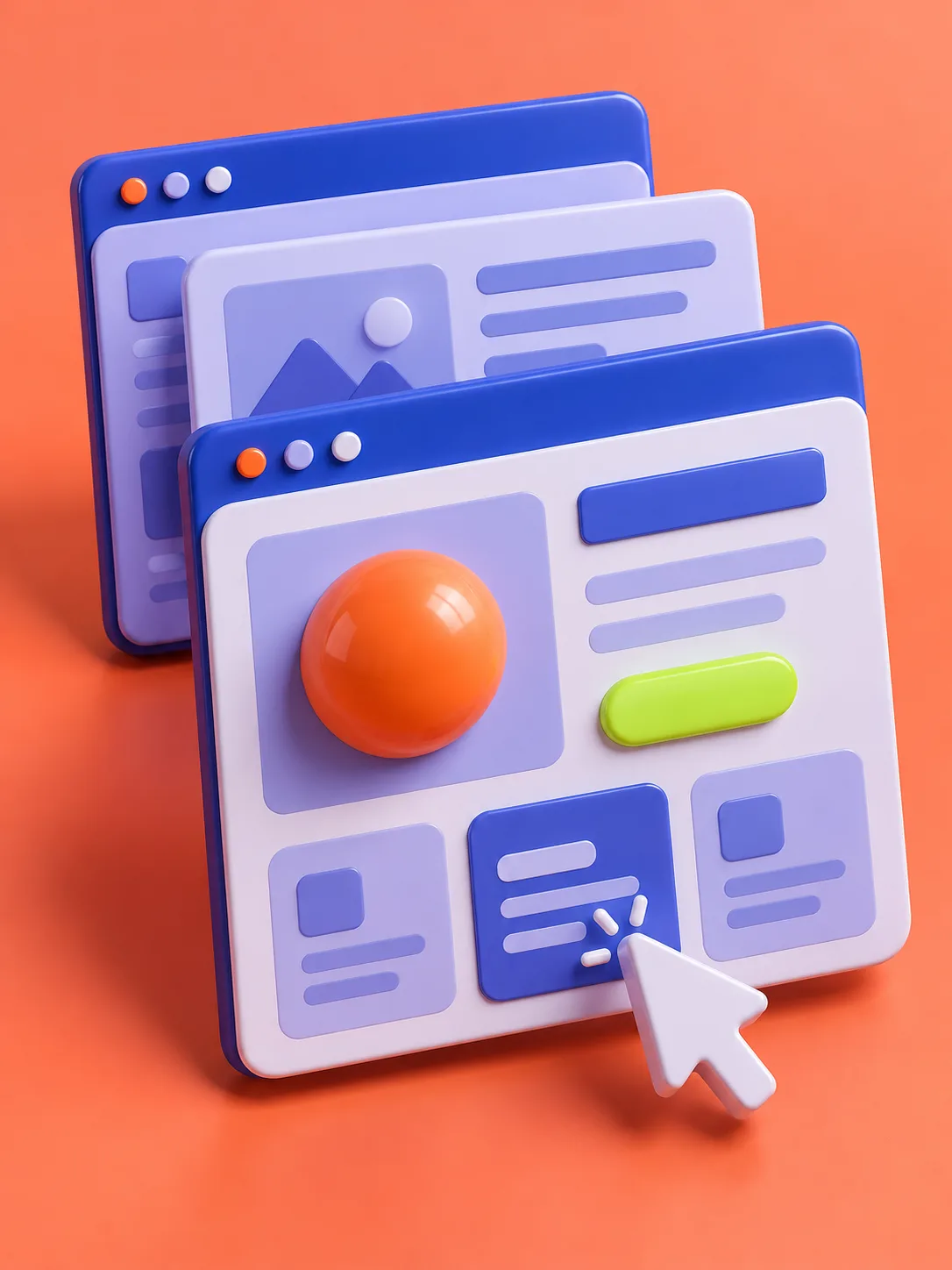 Layers of website content and controls