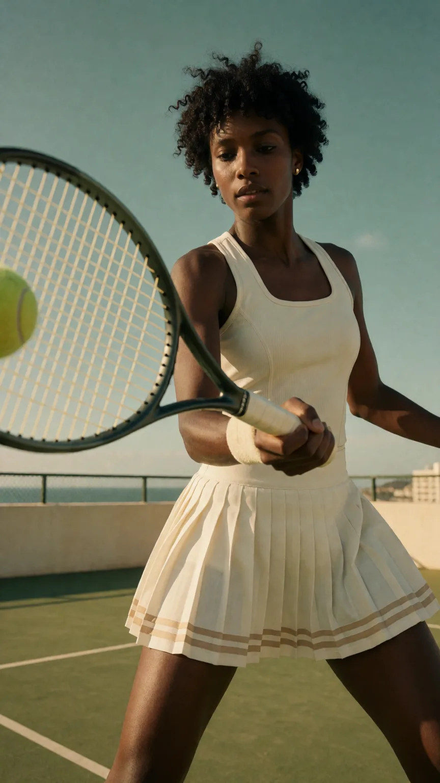 Tennis editorial photographed from a low angle